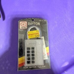 Dayton L-401 Push Button Combination Padlock High Security Vintage Keyless Lock
